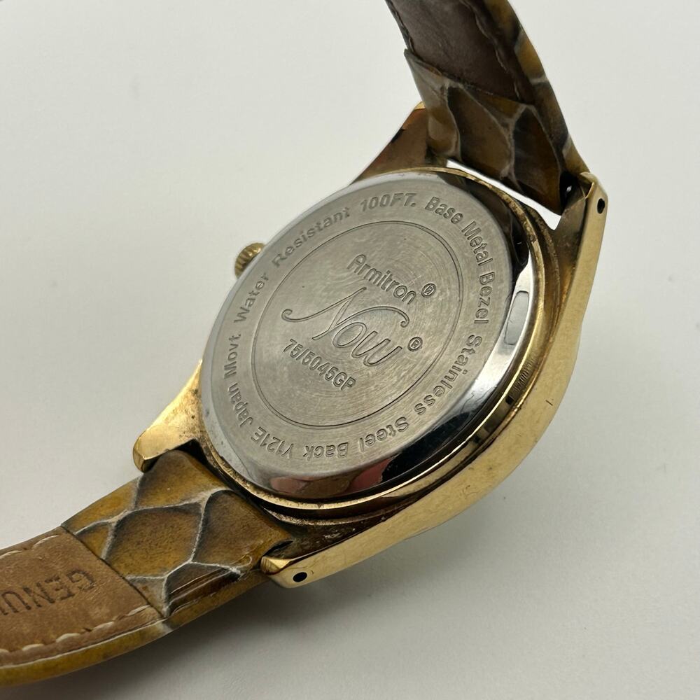 Armitron Gold Mother Pearl Snake Print Leather Women’s Watch - Picture 6 of 8